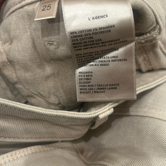 L’Agence Alicent High Rise Wide Leg Biscuit Khaki Tan Sz 25 Pant Jeans - Picture 7 of 7
